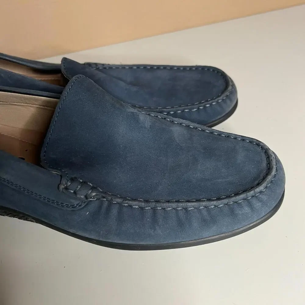 ECCO Men's Blue Leather Loafers Slip On Dress Shoes EU 40‎ US 6-6.5 Classic